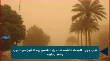 تنبيه جوي.. الأرصاد تكشف تفاصيل الطقس يوم الاثنين مع شبورة وأمطار كثيفة